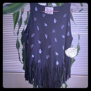 Saguaro cactus tank top with fringe